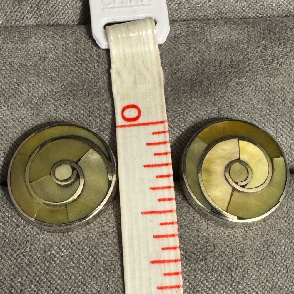 950 Silver Abalone Spiral Earrings - Picture 3 of 4